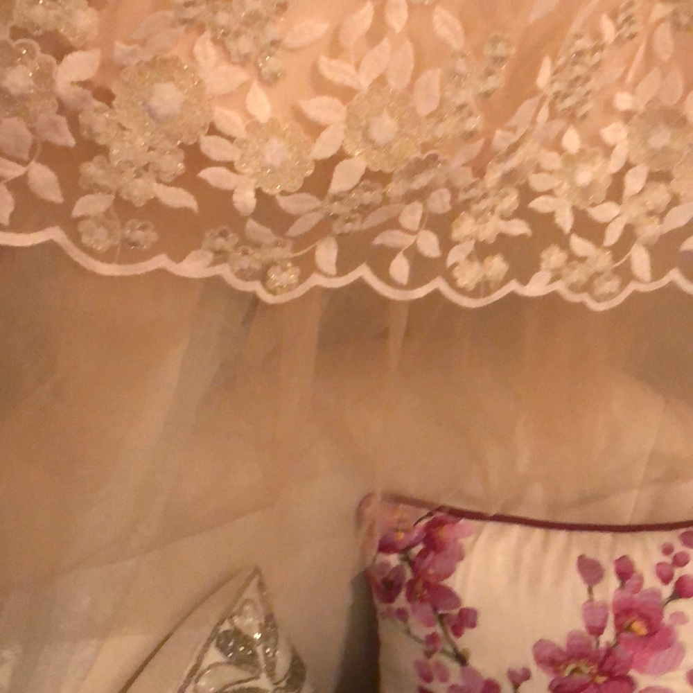 Elegant peach lace tool lined dress - Picture 3 of 6